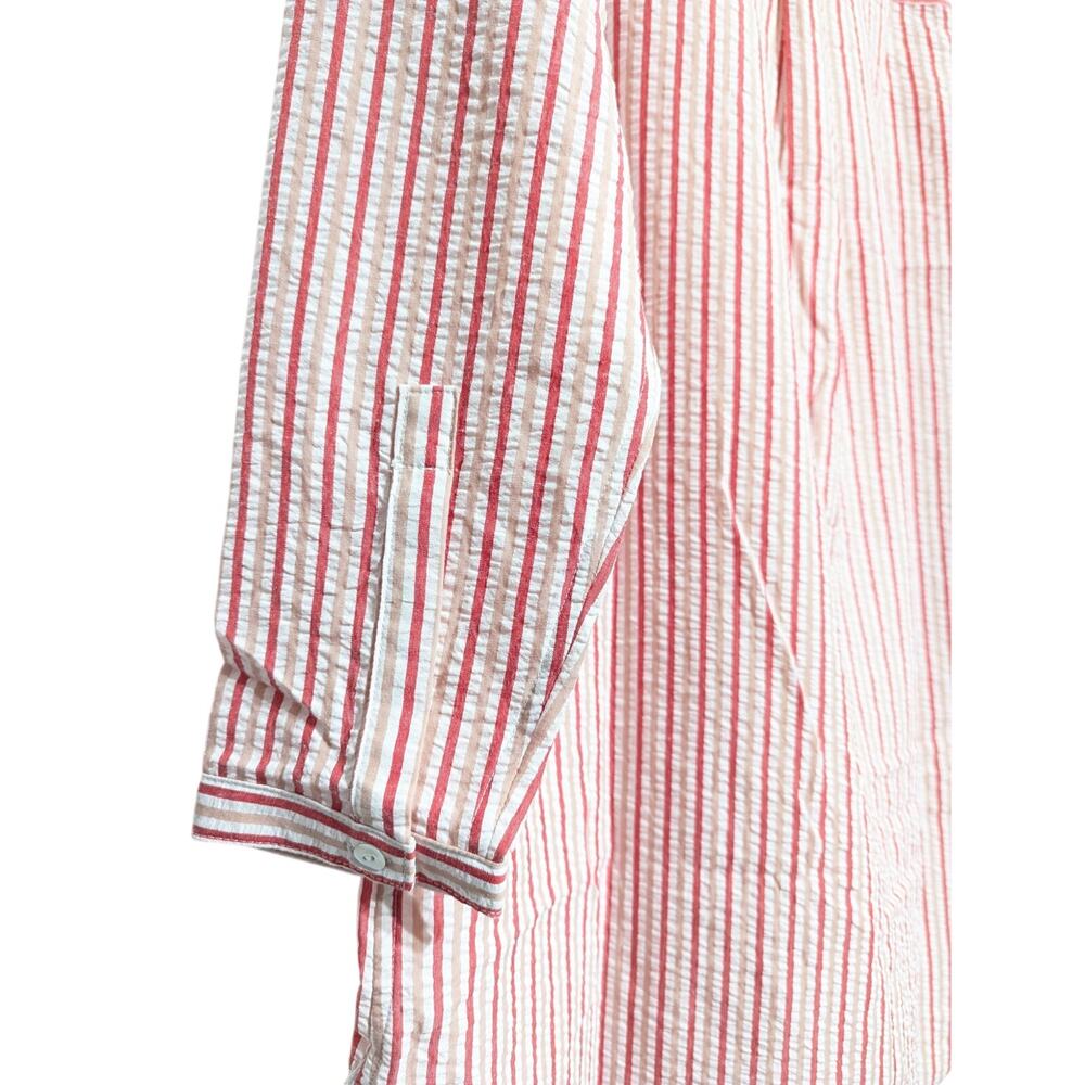 Tuckernuck Bodie Mini Shirt Dress Medium Seersucker Pink Stripe Resort Vacation - Picture 7 of 14